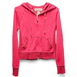 Y2K Abercrombie & Fitch Red Full Zip Hoodie Swearshirt Size Small / Juniors L